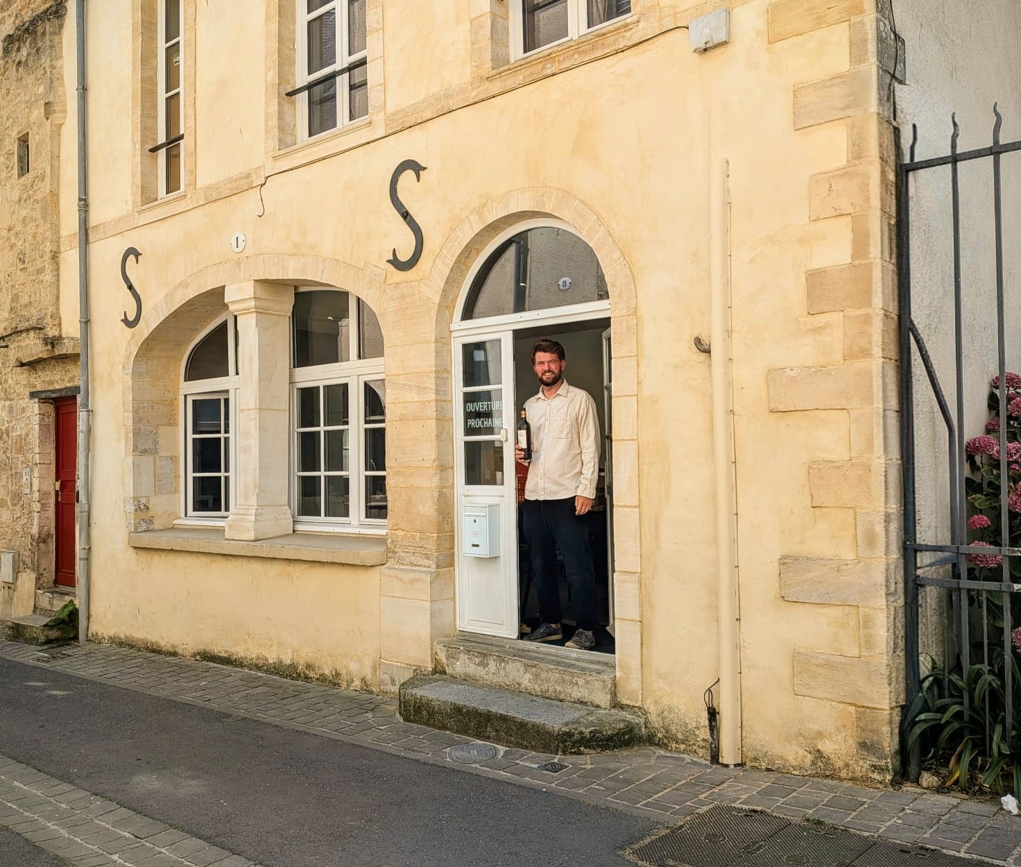 Paul outside The Wine Tasting Room in Bayeux